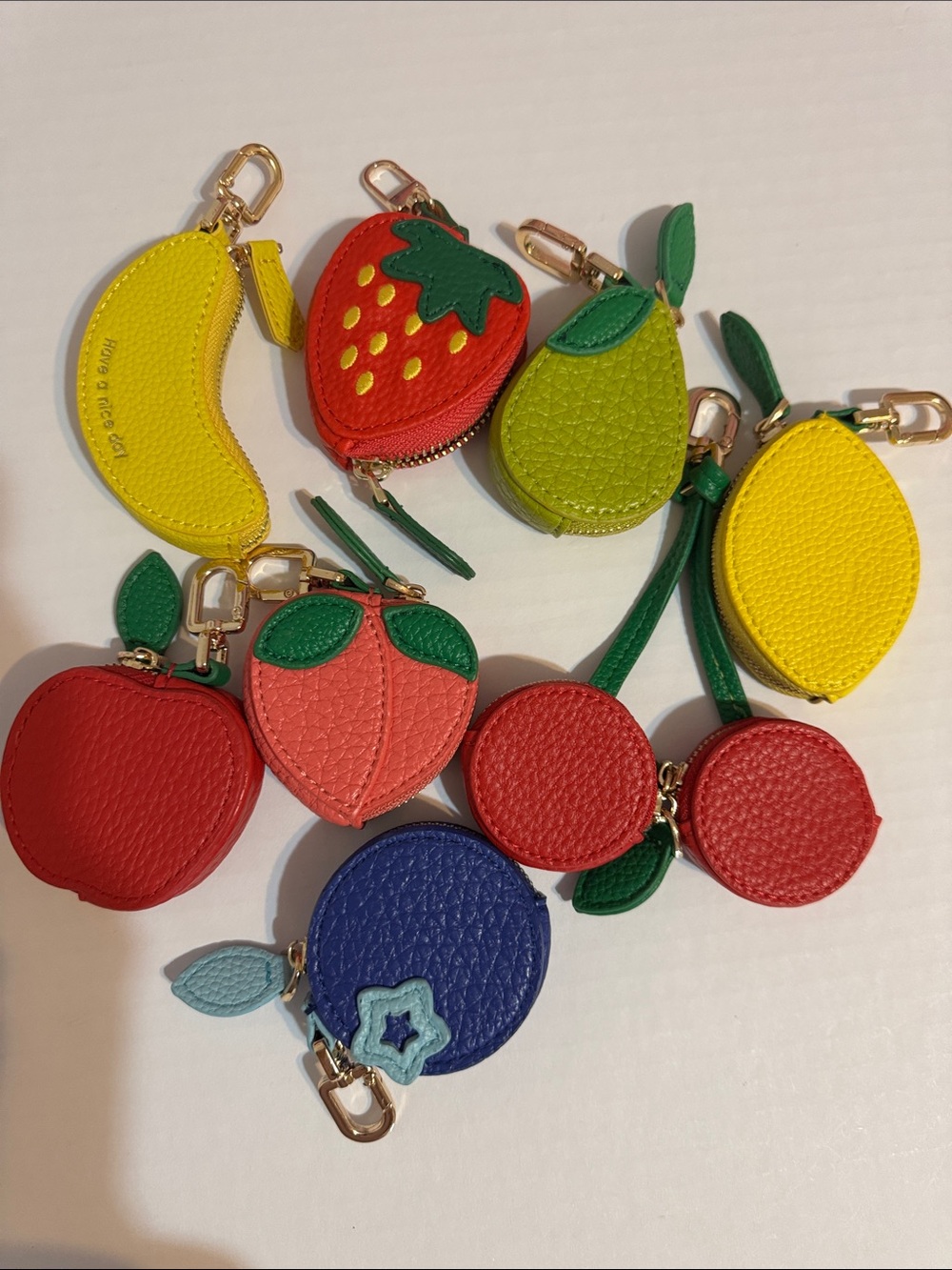 7 Kids Fruit Keychain Coin Zipper Pouch Purse Charm AirTag